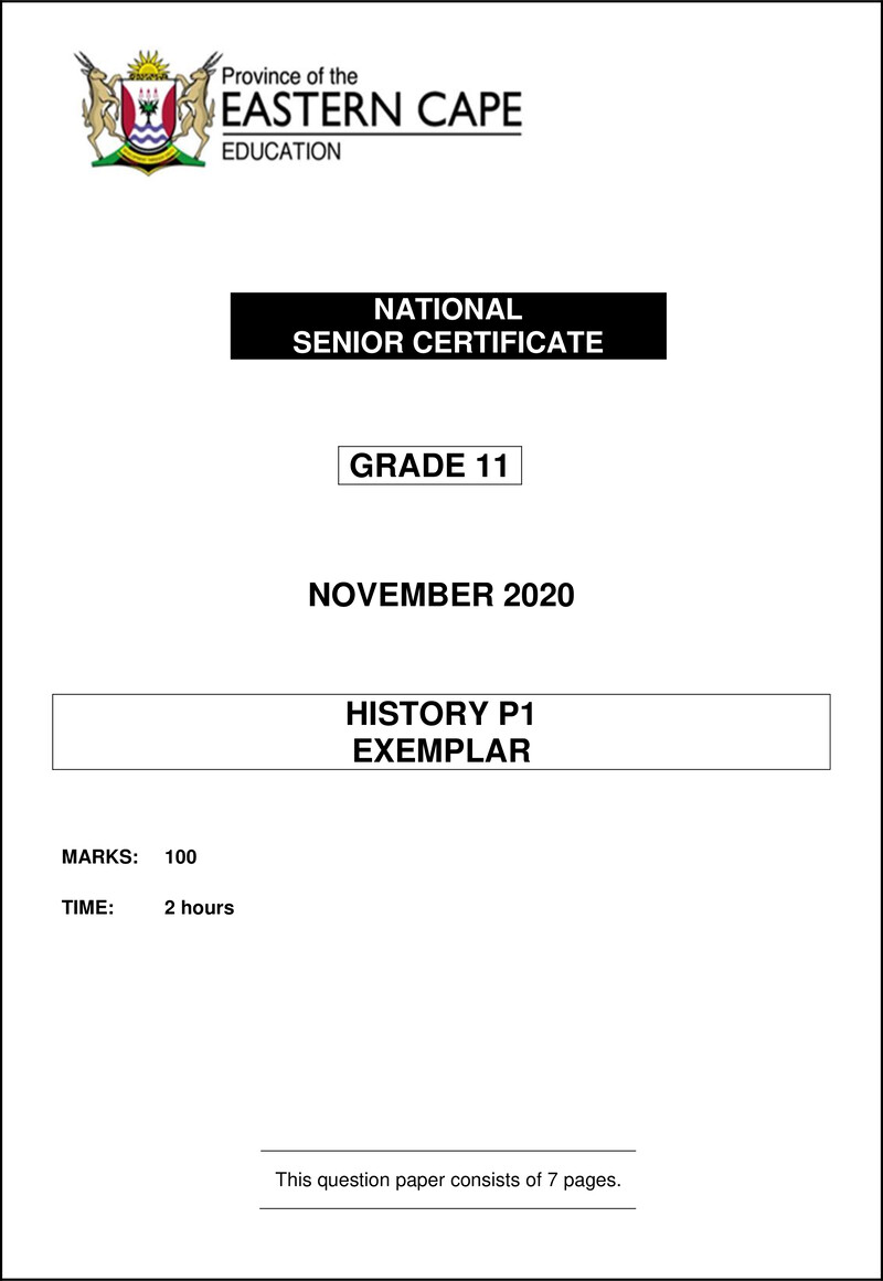 Grade 11 History past paper 2020 – history p1 gr11 qp nov2020 eng