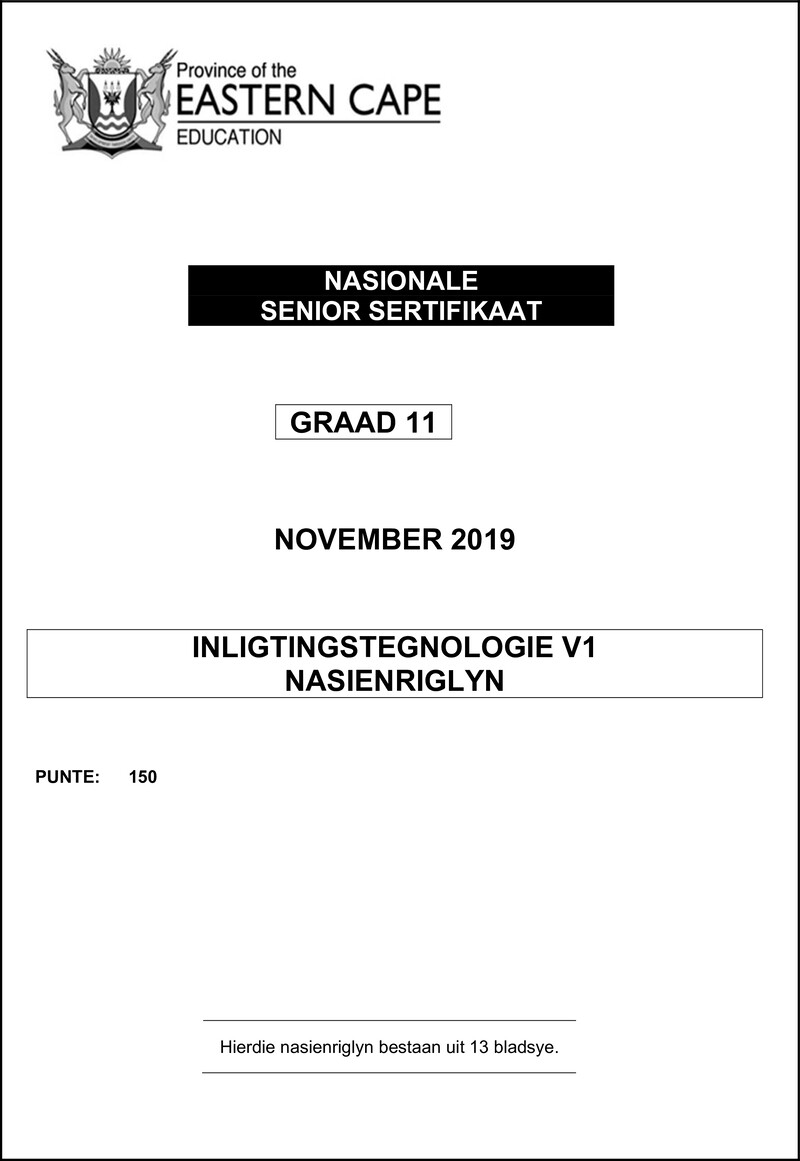 It P1 Memo Gr11 Nov2019 Afr D