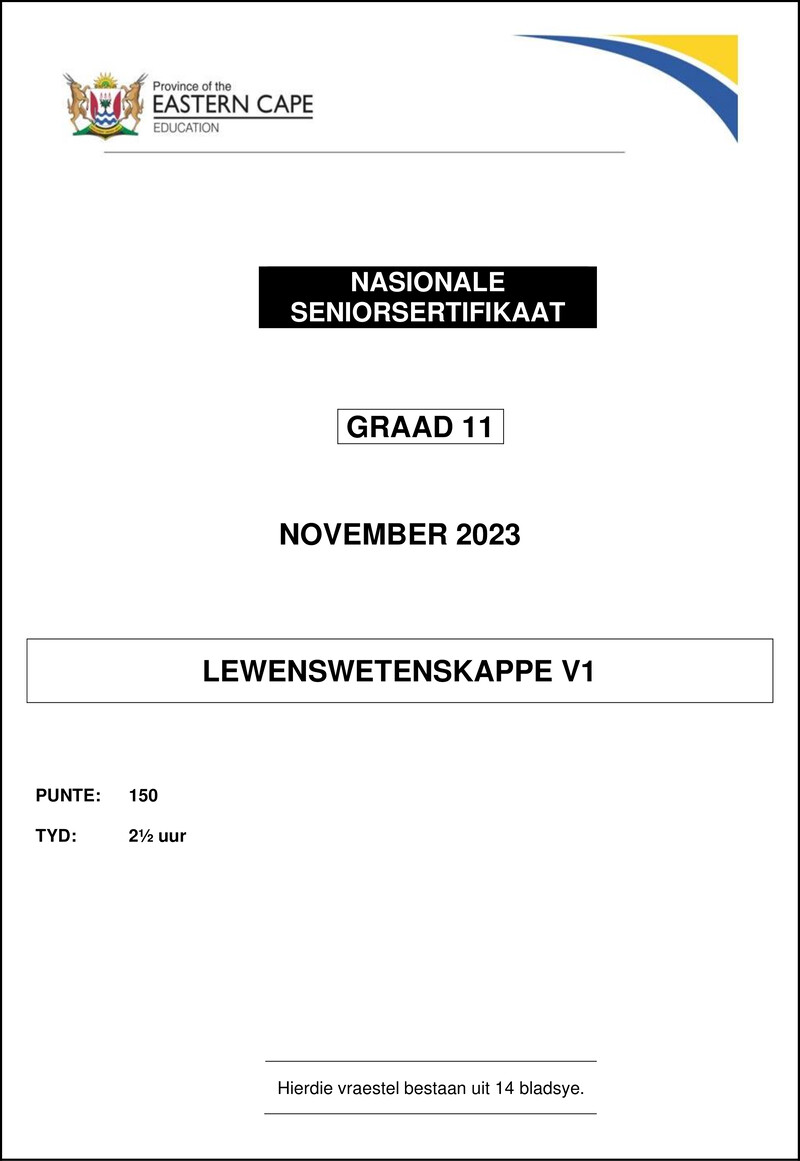Grade 11 Life Sciences past paper 2023 – life sciences p1 qp gr11 nov2023 afr