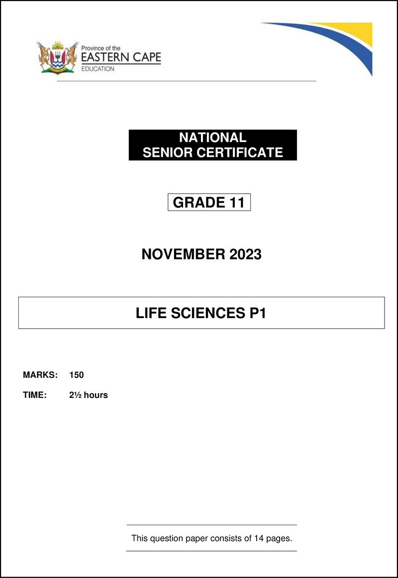 Grade 11 Life Sciences past paper 2023 – life sciences p1 qp gr11 nov2023 eng