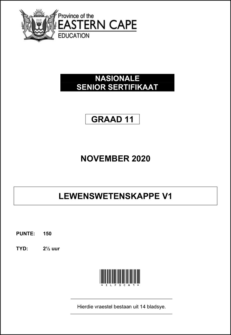 Grade 11 Life Sciences past paper 2020 – life sciences p1 qp memo gr11 nov 2020 afr d