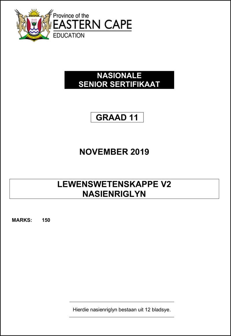 Life Sciences P2 Gr11 Memo Nov 2019 Afr