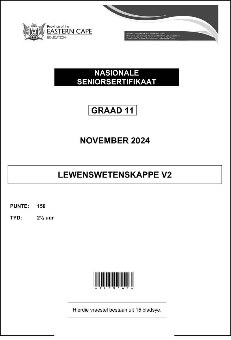 Grade 11 Life Sciences past paper 2024 – life sciences p2 gr11 qp nov2024 afr d