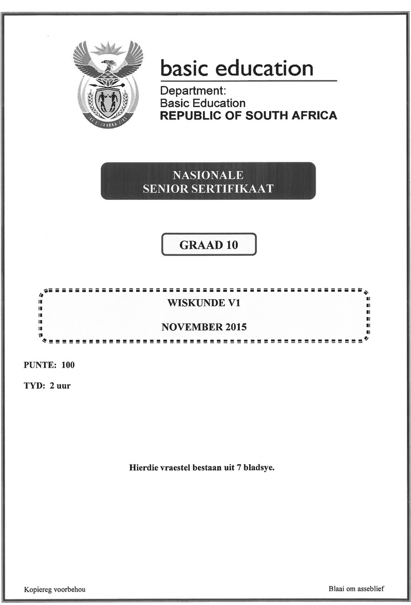 Mathematics P1 Grade 10 Nov 2015 Afr