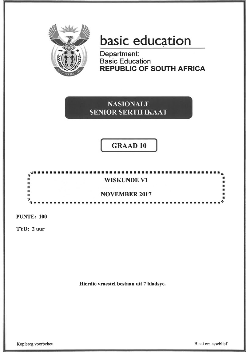 Mathematics P1 Grade 10 Nov 2017 Afr
