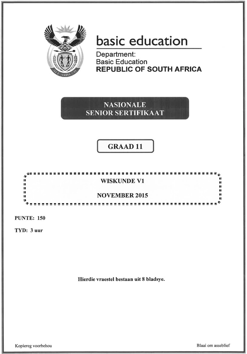 Mathematics P1 Grade 11 Nov 2015 Afr