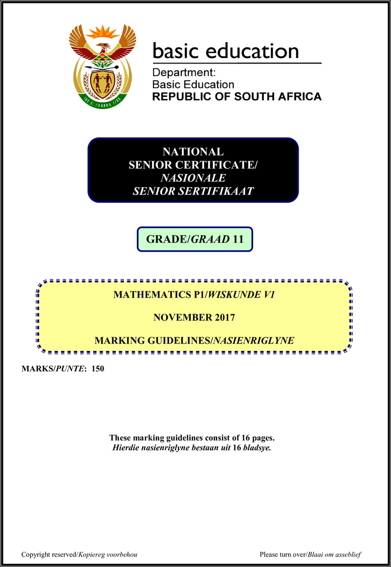 Mathematics P1 Grade 11 Nov 2017 Memo Afr Eng