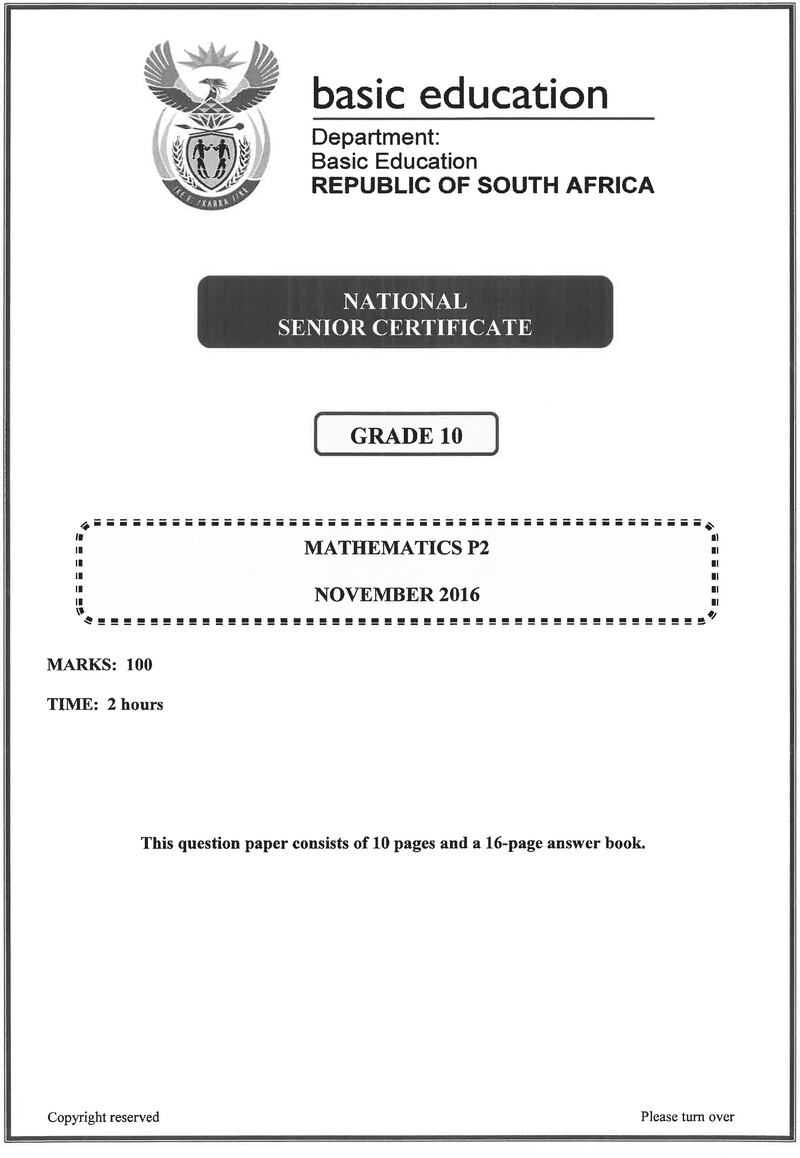 Mathematics P2 Grade 10 Nov 2016 Eng