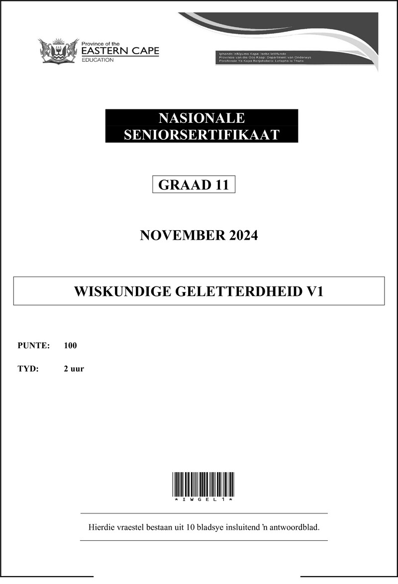 Maths Lit P1 Gr11 QP Nov 2024 Afr Dd