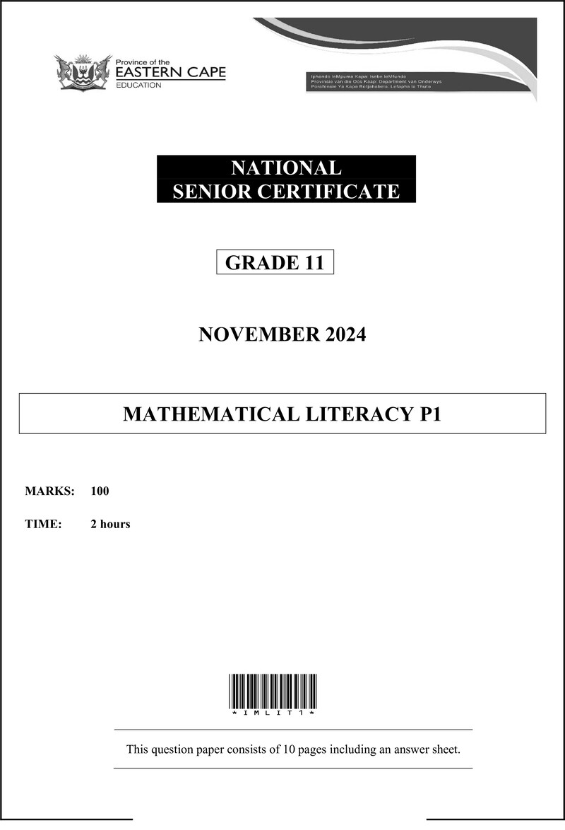 Maths Lit P1 Gr11 QP Nov 2024 Eng Dd
