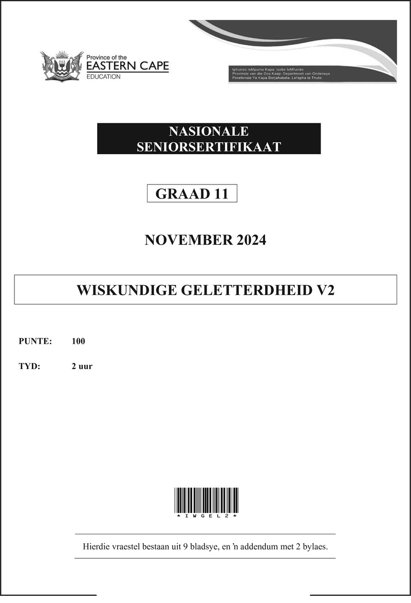 Maths Lit P2 Grade 11 Nov 2024 Afr D