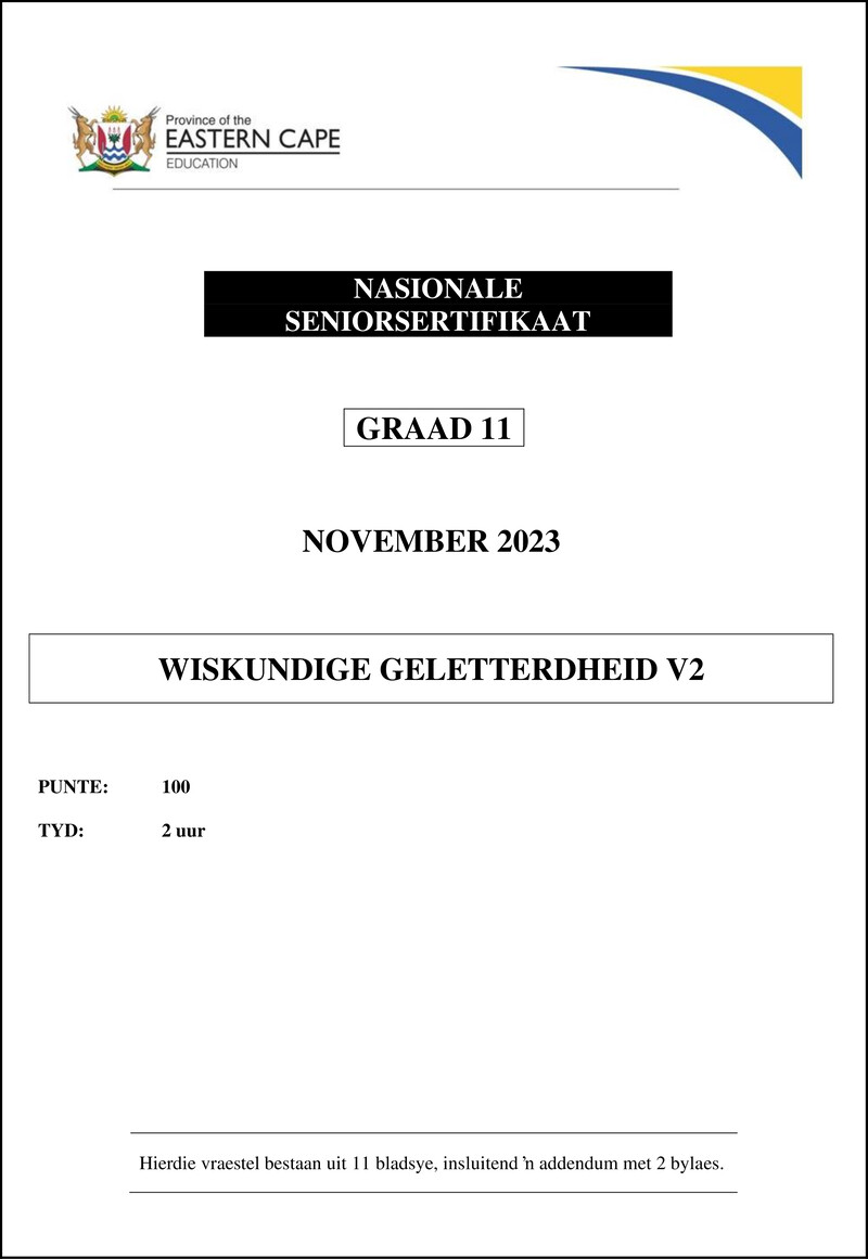 Maths Lit P2 QP Gr11 Nov 2023 Afr