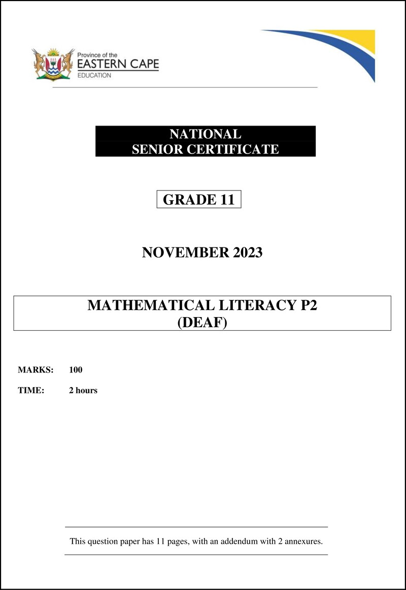 Maths Lit P2 QP Gr11 Nov 2023 Deaf