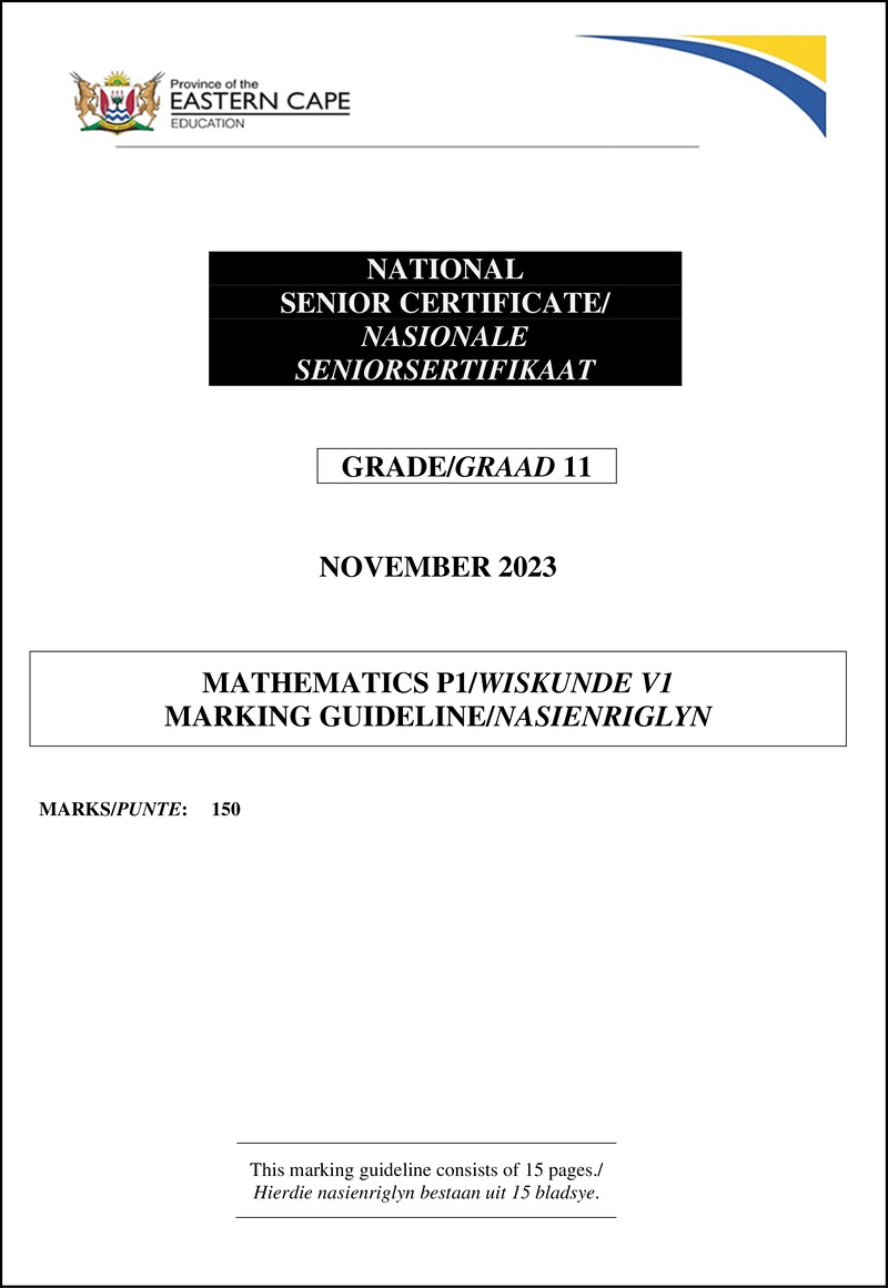 Maths P1 Gr11 Memo Nov 2023 Eng Afr