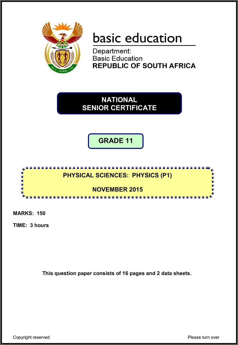 Physical Sciences P1 Grade 11 Nov 2015 Eng