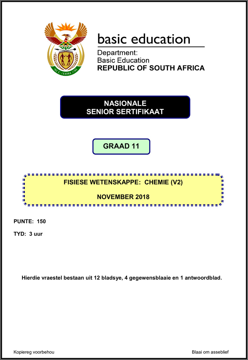 Physical Sciences P2 Grade 11 Nov 2018 Afr