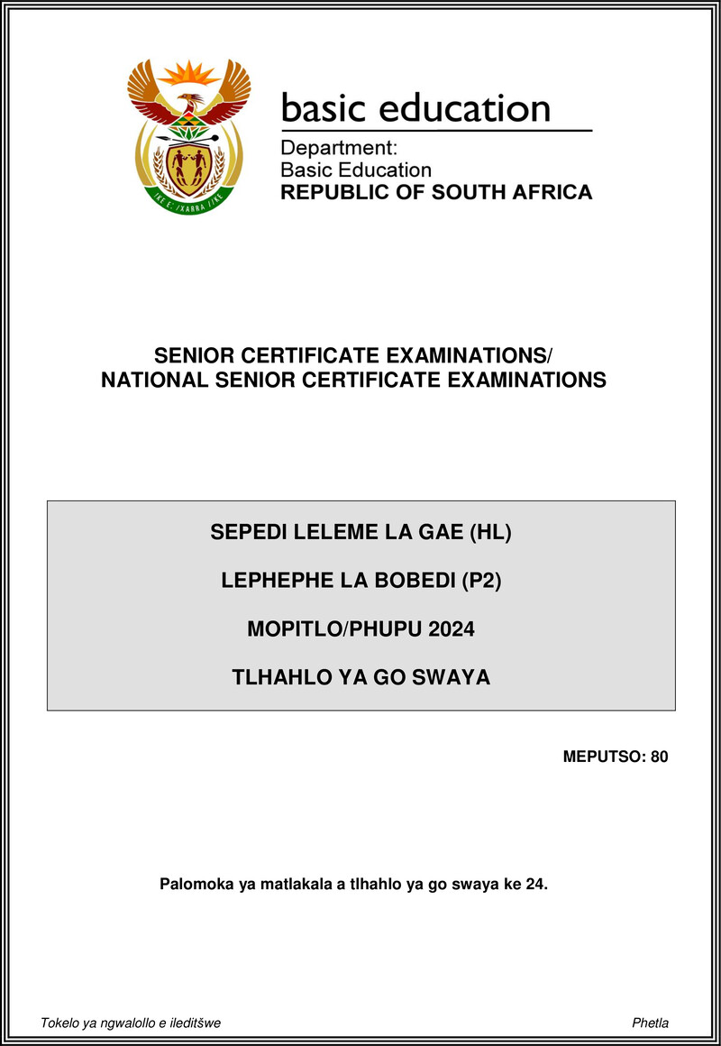 Sepedi Hl P2 May June 2024 Mg