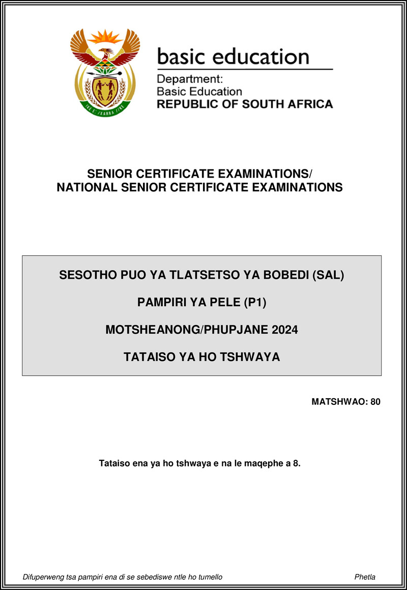Sesotho Sal P1 May June 2024 Mg