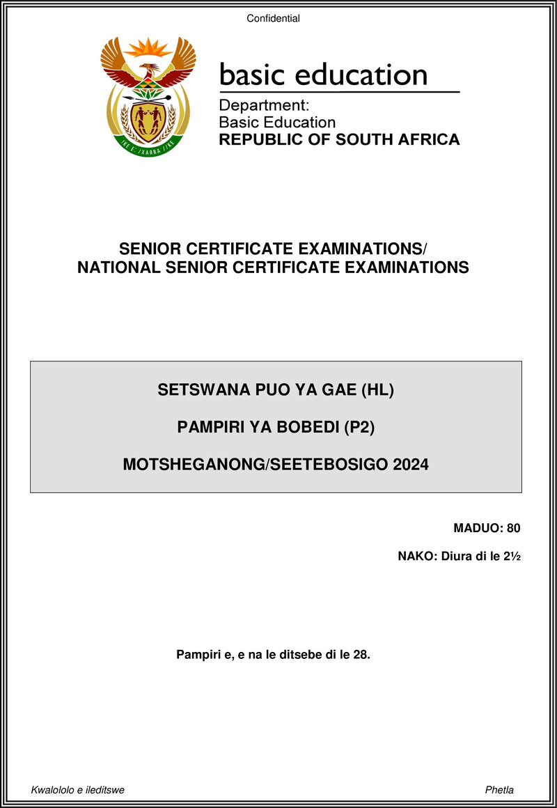 Setswana Hl P2 May June 2024