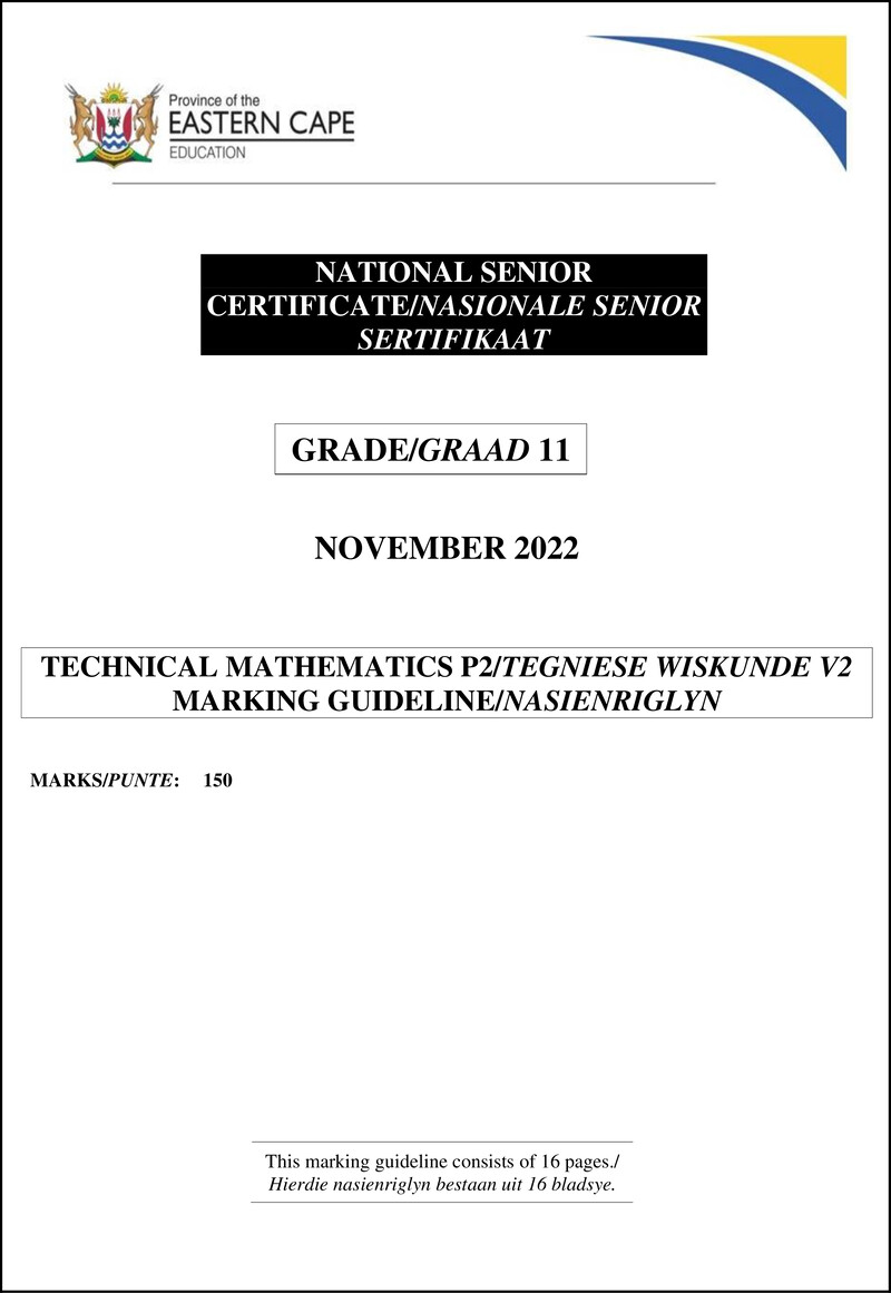 Tech Maths P2 Gr11 Memo Nov2022 Afrikaans English