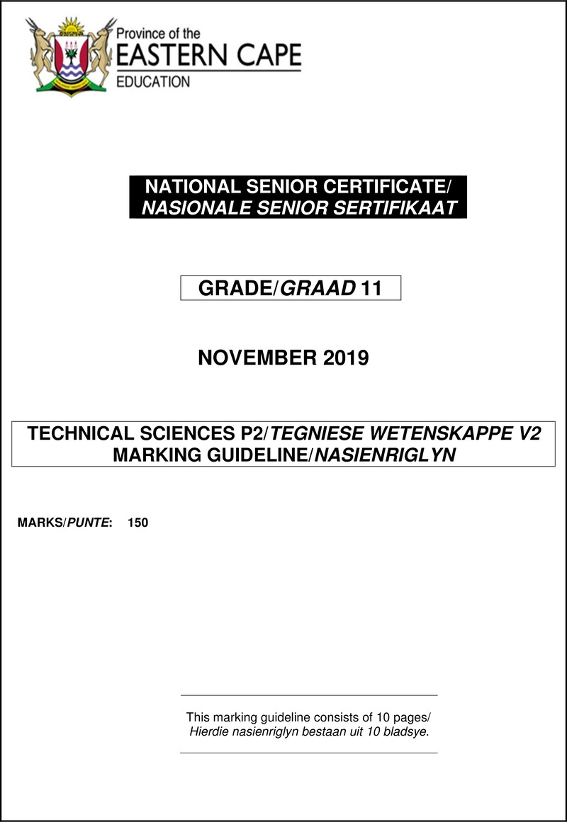 Tech Sciences P2 Gr11 Memo Nov 2019 Ea