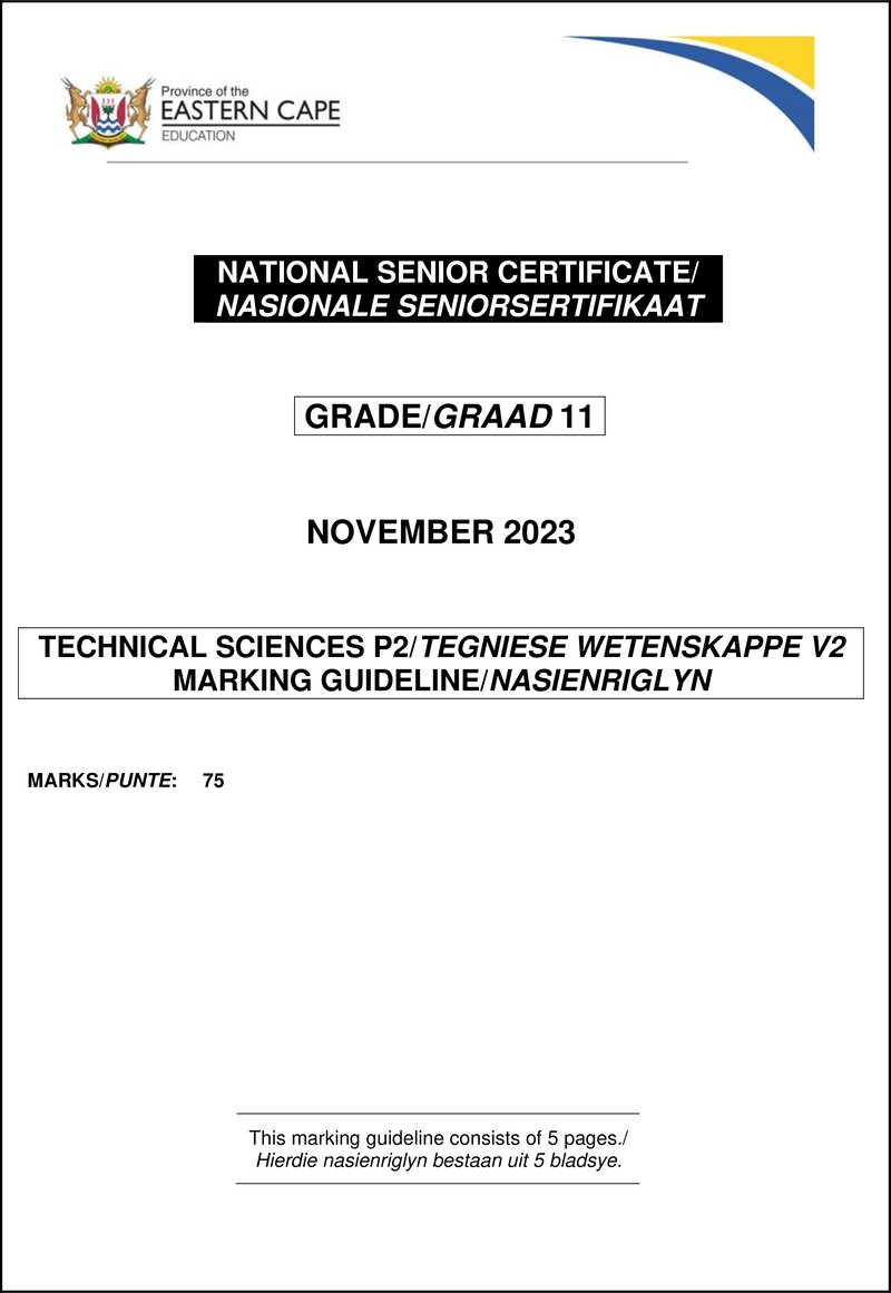 Tech Sciences P2 Gr11 Memo Nov 2023 Ea
