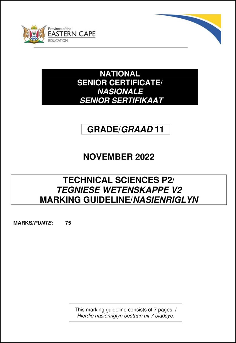 Tech Sciences P2 Gr11 Memo Nov2022 Afr Engl