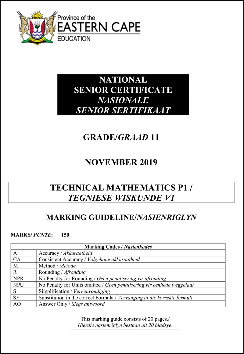 Tech Maths Pi Gr11 Memo Nov2019 Engl Afr
