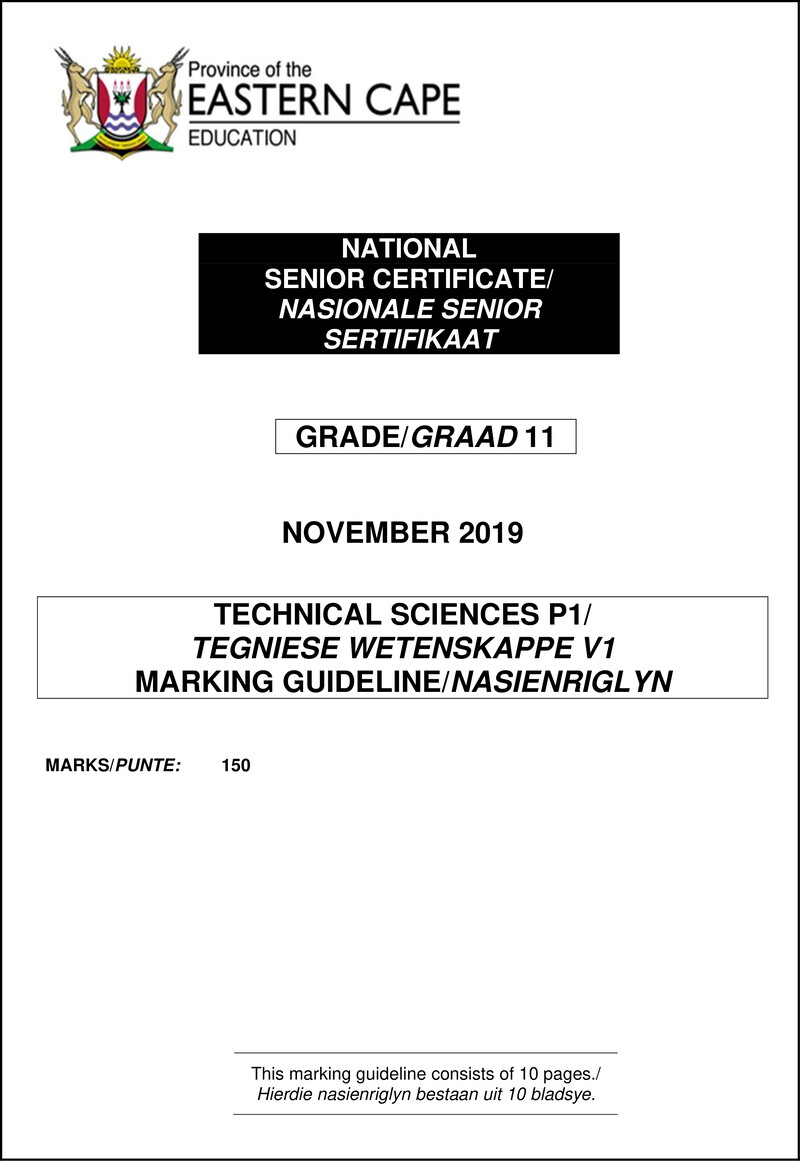 Technical Sc P1 Memo Gr11 QP Nov 2019 Ea