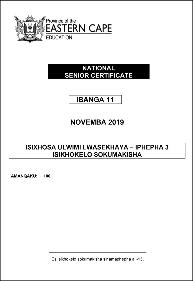 Xhosa Hl P3 Gr11 Nov 2019 Memo D
