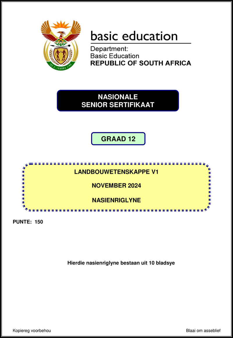 Grade 12 Agricultural Sciences past paper 2024 – agricultural sciences p1 nov 2024 mg afr gr12