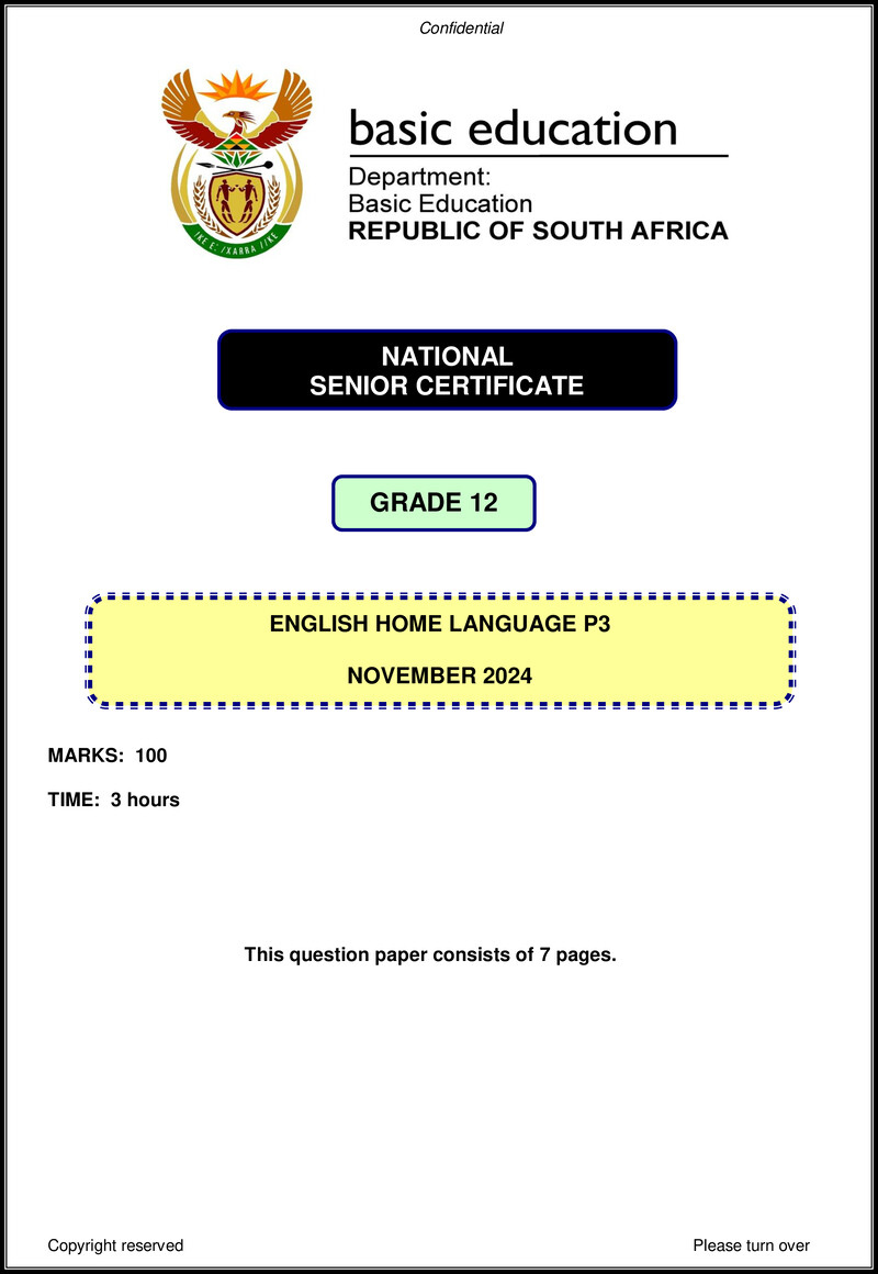Grade 12 English past paper 2024 – english hl p3 nov 2024 gr12