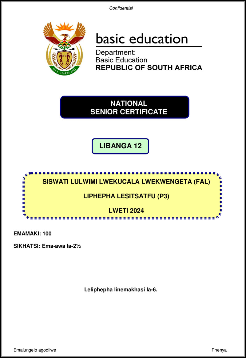 Siswati Fal P3 Nov 2024 Gr12