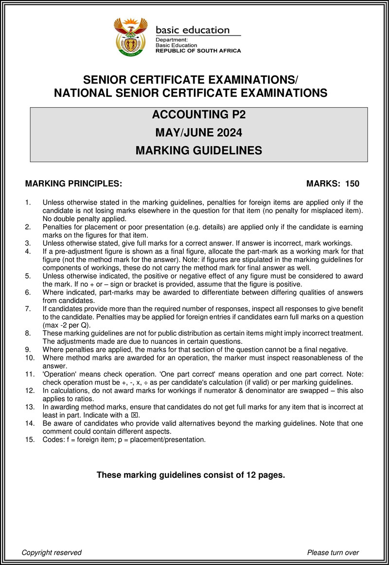 Grade 12 Accounting past paper 2024 – accounting p2 may june 2024 mg eng gr12