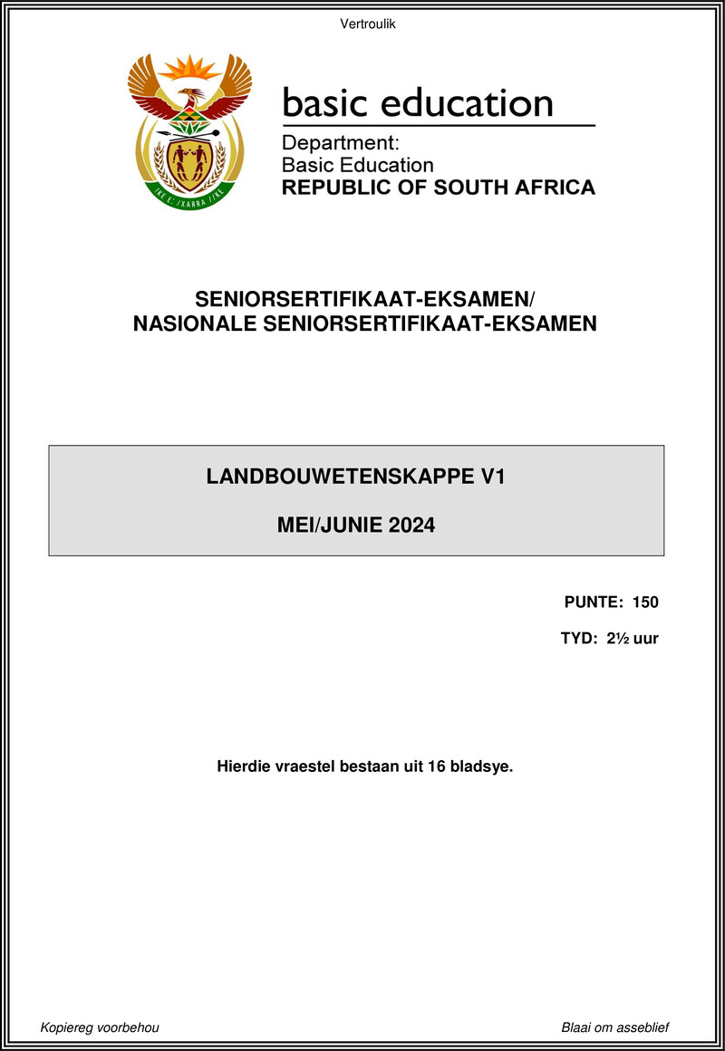 Agricultural Sciences P1 May June 2024 Afr Gr12