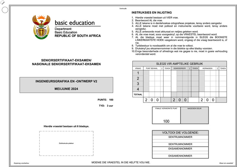 Engineering Graphics Design P2 May June 2024 Afr Gr12
