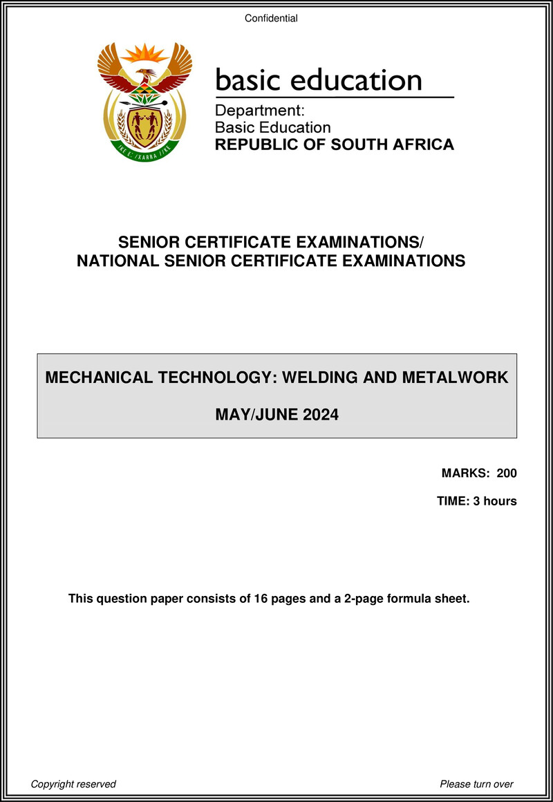 Mechanical Technology May June 2024 Welding And Metalwork Eng Gr12
