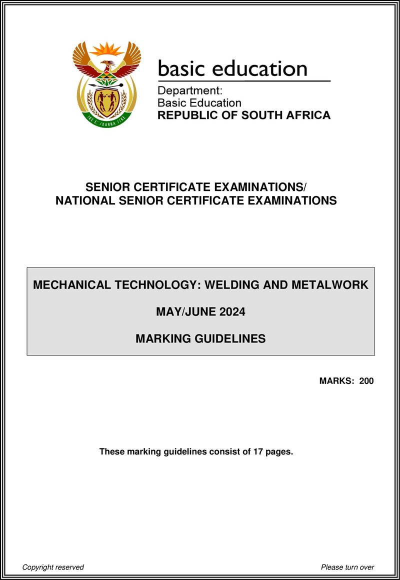 Mechanical Technology May June 2024 Welding And Metalwork Mg Eng Gr12