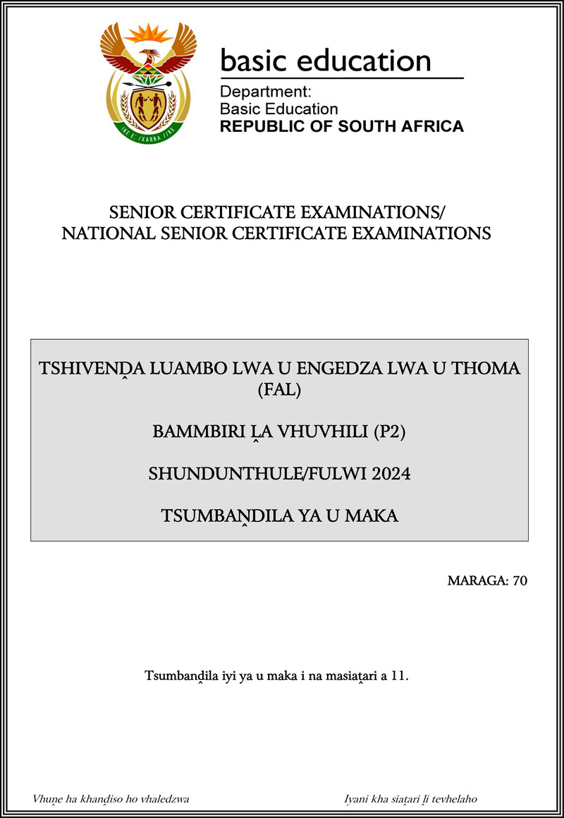 Tshivenda Fal P2 May June 2024 Mg Gr12