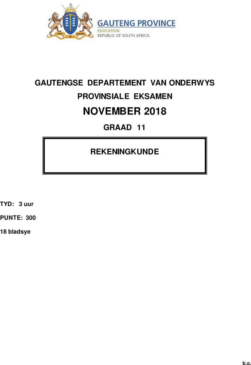 Grade 11 Accounting past paper 2018 – grade 11 accounting provincial exam afr november 2018 qp