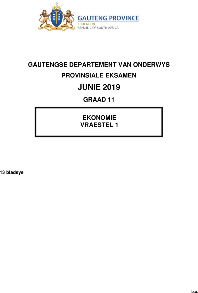 Grade 11 Economics past paper 2019 – grade 11 provincial exam economics p1 afr june 2019 qp