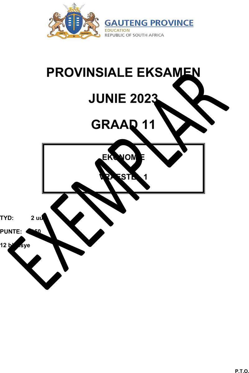 Grade 11 Economics past paper 2023 – grade 11 provincial exam economics p1 afr june 2023 qp
