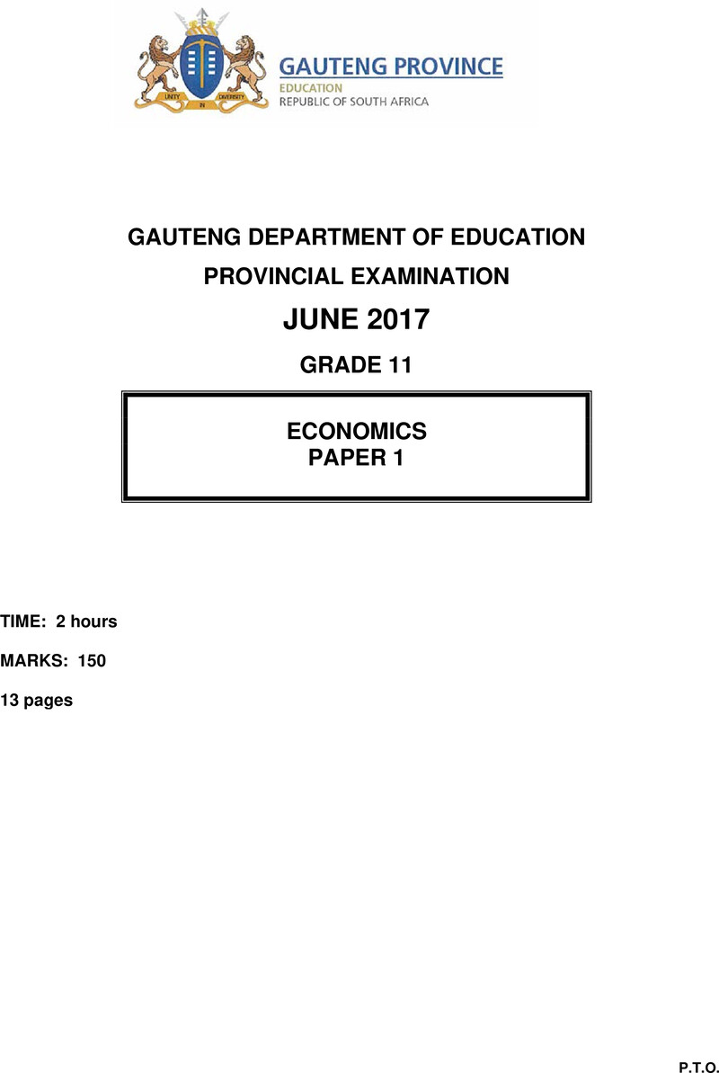 Grade 11 Economics past paper 2017 – grade 11 provincial exam economics p1 june 2017 qp