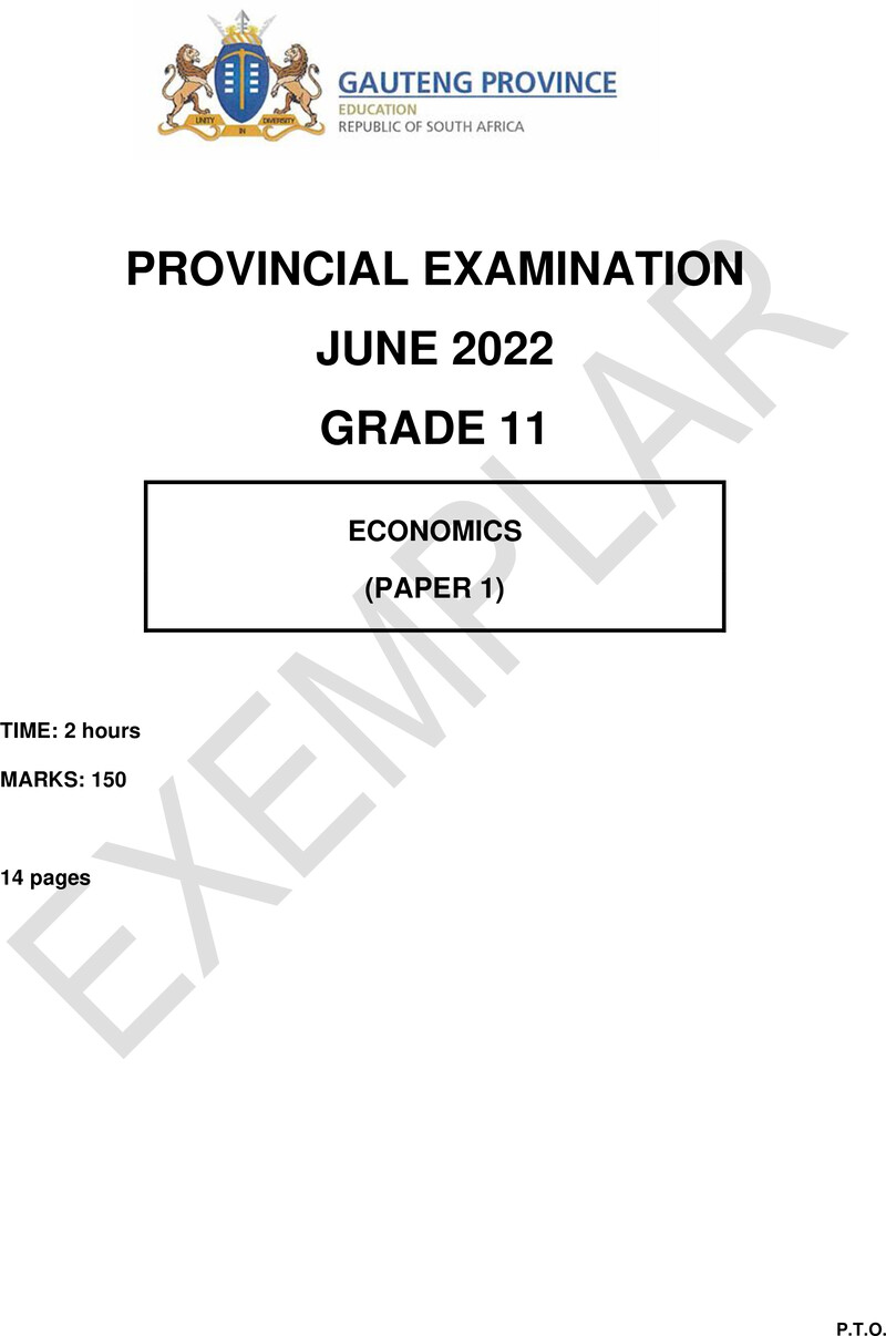 Grade 11 Economics past paper 2022 – grade 11 provincial exam economics p1 ng june 2022 qp