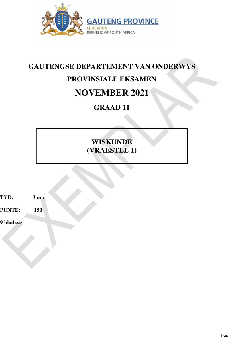 Grade 11 Mathematics past paper 2021 – grade 11 provincial exam mathematics p1 afr november 2021 qp