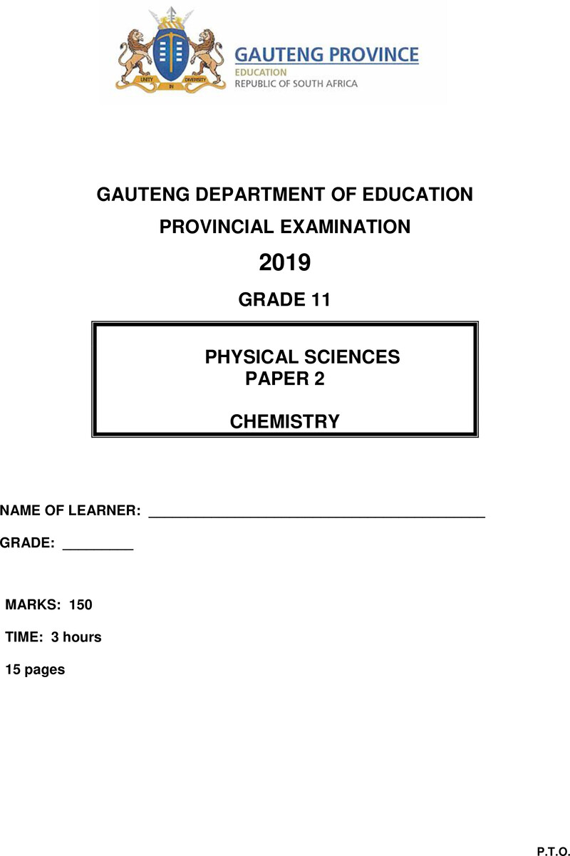 Grade 11 Provincial Exam Physical Sciences P2 Ng June 2019 QP
