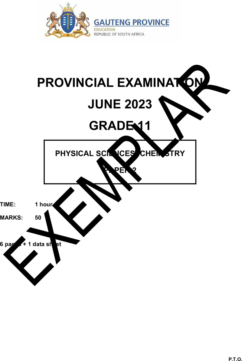 Grade 11 Provincial Exam Physical Sciences P2 Ng June 2023 QP