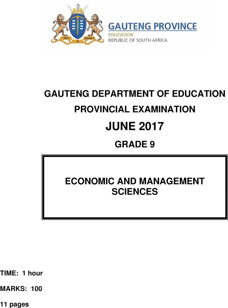 Grade 9 Provincial Exam Economic And Management Sciences Ng June 2017 QP