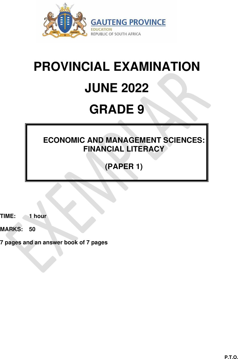 Grade 9 Economics Management And Science past paper 2022 – grade 9 provincial exam economics management and sciences p1 ng june 2022 qp