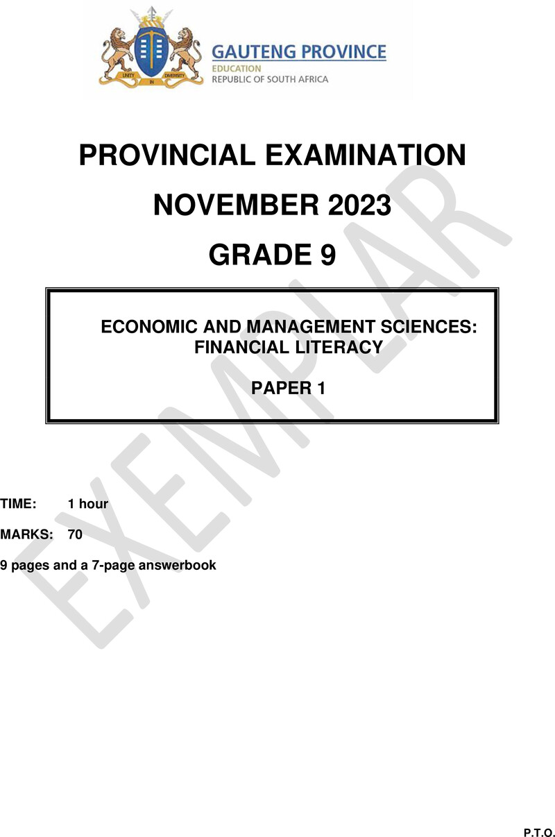 Grade 9 Economics Management And Science past paper 2023 – grade 9 provincial exam economics management and sciences p1 ng november 2023 qp